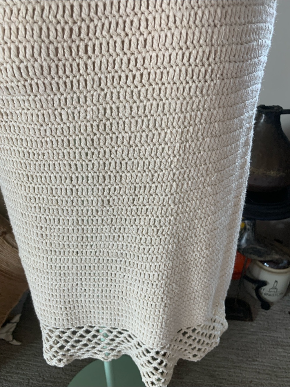 Vtg Nicole Miller Collection Linen/Cotton cream crochet beach coverup/dress SzL - Picture 9 of 9